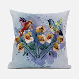 20x20 MutedMint Yellow Blue Bird Blown Seam Broadcloth Animal Print Throw Pillow