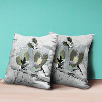 28x28 OliveGreen Offwhite Bird Blown Seam Broadcloth Animal Print Throw Pillow