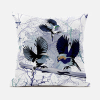 18x18 Black White Bird Blown Seam Broadcloth Animal Print Throw Pillow