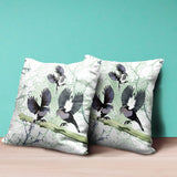 20x20 OffWhite Green Gray Bird Blown Seam Broadcloth Animal Print Throw Pillow