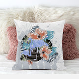 16x16 Gray Blue Orange Bird Blown Seam Broadcloth Animal Print Throw Pillow