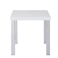 22" Chrome And White High Gloss Square End Table