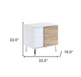22" White High Gloss Manufactured Wood Rectangular End Table With Two Drawers