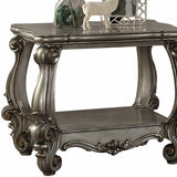26" Antiqued Platinum Manufactured Wood And Polyresin Scroll Square End Table