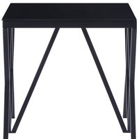 21" Black Glass And Metal Square End Table