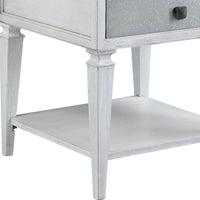 24" Weathered White And Rustic Gray Stone And Wood Square End Table