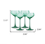 Set of Four Translucent Pale Green Coupe Glasses