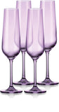 Set of Four Translucent Purple Champagne  Flutes