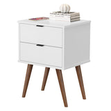 18" White Manufactured Wood Rectangular End Table With Two Drawers