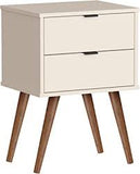 18" Rectangular Off White Top End Table With Two Drawers