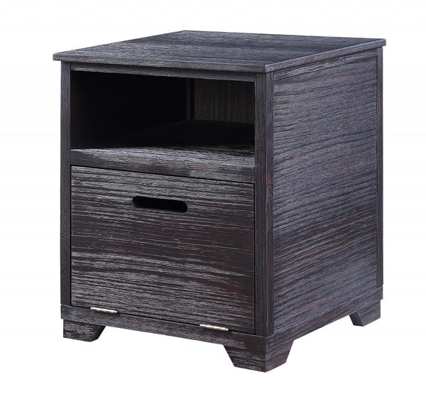 24" Black Manufactured Wood And Solid Wood Rectangular End Table