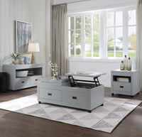 24" Dove Gray Square End Table With Drawer And Shelf