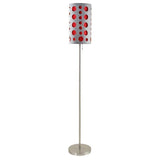 62" Satin Nickel and Red Chrome Modern Floor Lamp