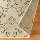 4' X 6' Beige Green and Brown Floral Vines Stain Resistant Area Rug