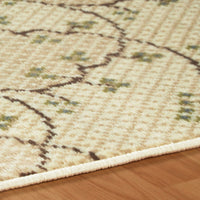 4' X 6' Beige Green and Brown Floral Vines Stain Resistant Area Rug