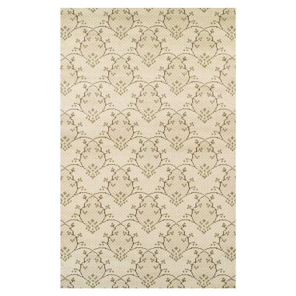 8' X 10' Beige Green And Brown Floral Vines Stain Resistant Area Rug