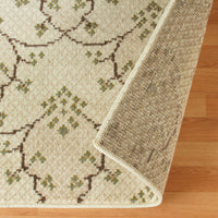 8' X 10' Beige Green And Brown Floral Vines Stain Resistant Area Rug