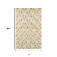 8' X 10' Beige Green And Brown Floral Vines Stain Resistant Area Rug