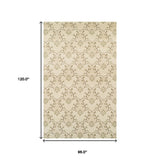 8' X 10' Beige Green And Brown Floral Vines Stain Resistant Area Rug