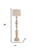 63" Distressed Brown Polyresin Curvy Body Floor Lamp With Beige Shade