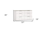 57" White Manufactured Wood Six Drawer Double Dresser