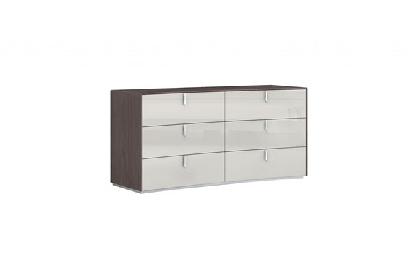 62" Grey Manufactured Wood Six Drawer Double Dresser