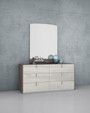 62" Grey Manufactured Wood Six Drawer Double Dresser