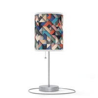20" Silver Metal Standard Table Lamp With Retro Multi Color Cylinder Shade