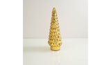 15" Gold Glass Christmas Tree Sculpture with LED Light