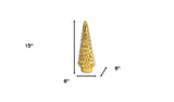 15" Gold Glass Christmas Tree Sculpture with LED Light