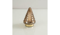 7" Brown And Gold Glass Christmas Tree Sculpture