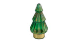 9" Green And Gold Glass Christmas Tree Sculpture