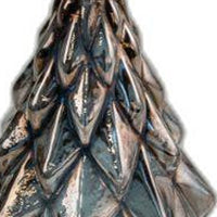 7" Grey And Gold Glass Christmas Tree Sculpture