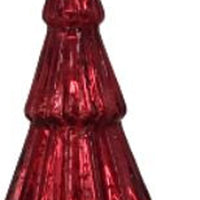 12" Red Glass Christmas Tree Sculpture