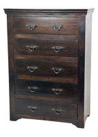 36" Brown Solid Wood Five Drawer Standard Dresser