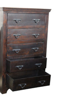 36" Brown Solid Wood Five Drawer Standard Dresser