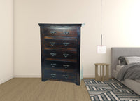 36" Brown Solid Wood Five Drawer Standard Dresser