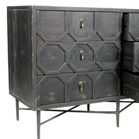 48" Dark Brown Solid Wood Six Drawer Double Dresser