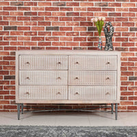 48" Brushed Ivory Solid Wood Six Drawer Double Dresser