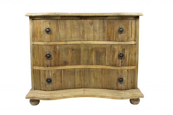 44" Natural Solid Wood Three Drawer Standard Dresser