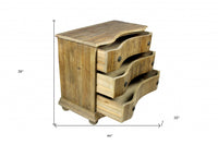 44" Natural Solid Wood Three Drawer Standard Dresser