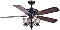 Mirabelle 52 inches Indoor Black Finish Hand Pull Chain Ceiling Fan