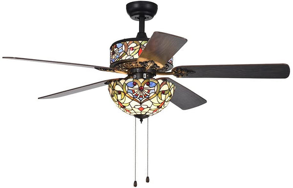 Ransoe 28 inches Indoor Black Finish Hand Pull Chain Ceiling Fan