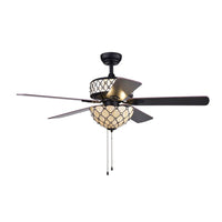 Tohva 53 inches Indoor Black Finish Hand Pull Chain Ceiling Fan