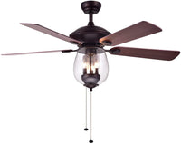 Tibwald 52 inches Indoor Bronze Finish Hand Pull Chain Ceiling Fan