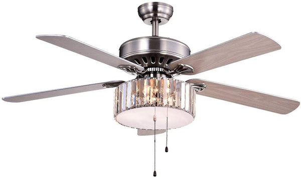 Kimalex 52 inches Indoor Silver Finish Hand Pull Chain Ceiling Fan