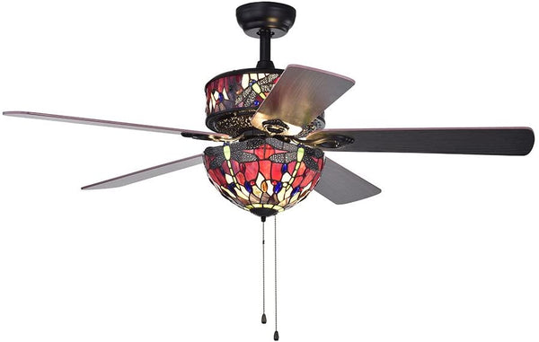 Jalev 28 inches Indoor Black Finish Hand Pull Chain Ceiling Fan