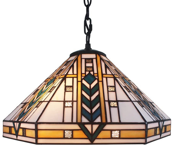 Eljie 1-light Mission-style 16-inch White Tiffany-style Ceiling Lamp