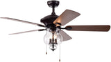 Topher 52 inches Indoor Black Finish Hand Pull Chain Ceiling Fan