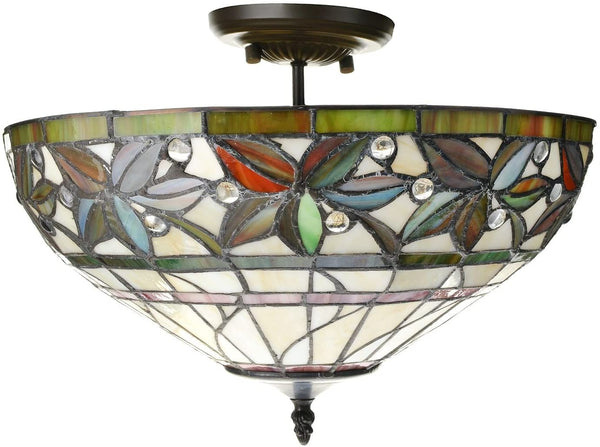 Eureka 2-light Multicolor 16-inch Leafy Tiffany-style Ceiling Lamp